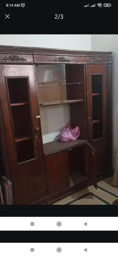 3 door crockery  shelf pure wooden