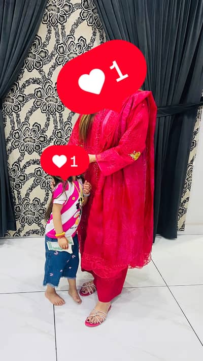 3 pcs suit shocking pink colour