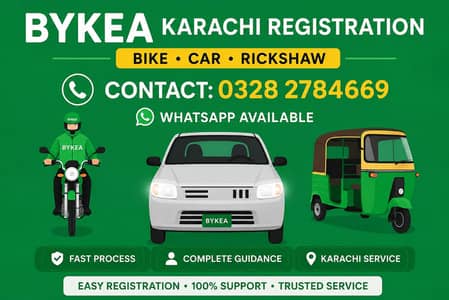 BYKEA Karachi Registration – Bike | Car | Rickshaw