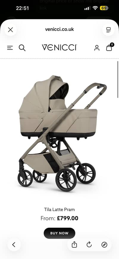 Luxury (Venicci)baby pram imported from UK  condition like new