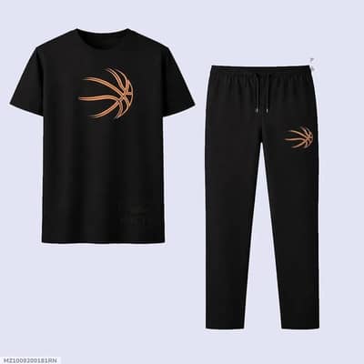 black basketball graphic  cotton set for men and boy