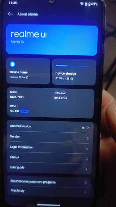 realme note 60  4/128