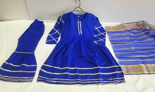 Royal Blue Girls Sharara Frock 3-4 Years - Brand New 3 Piece Suit