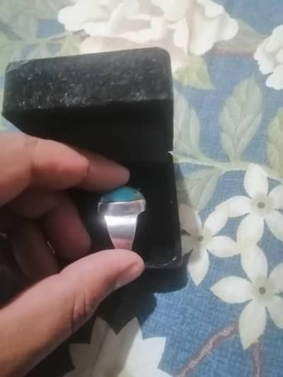 Silver ring with feroza stone