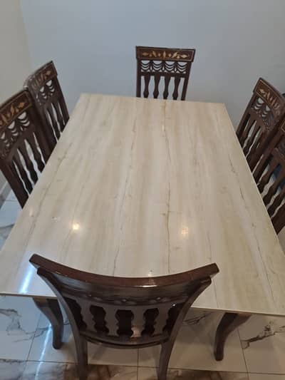 Dining Table with 6 chairs (Sheesham Wood)