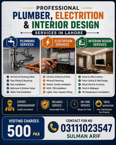 electrician and plumber available in nishtar colony
