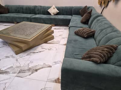 12 seater L shape sofa with table