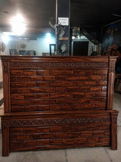 new wooden double bed unique design