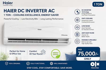 Haier DC Inverter AC 1 Ton | Cool & Heat | Excellent Condition