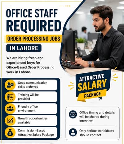 Office Staff Required – Order Processing Jobs in Lahore