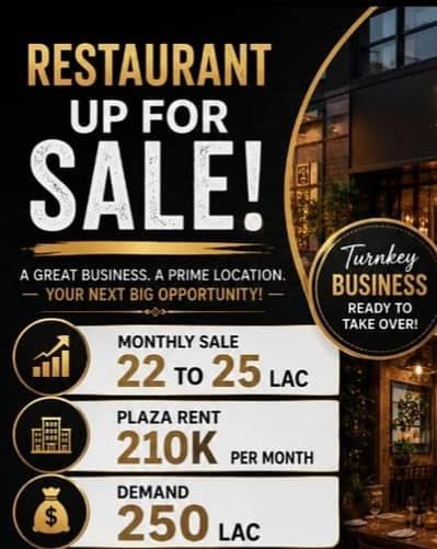 well Established and Running Restaurant up for sale