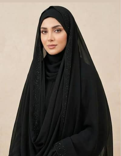 Korea Chiffon Irani chaddar with dmc stones
