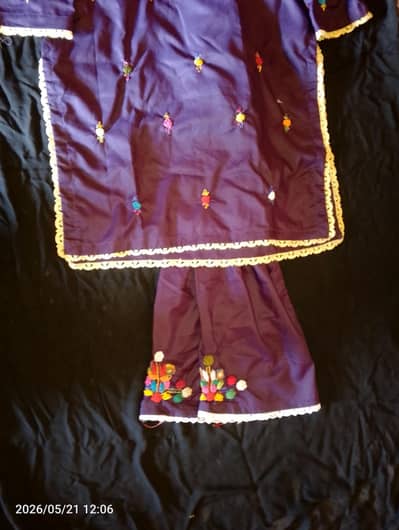 Beautiful Purple Fancy Kurti withMulti-Color Embroidery & Mirror Work
