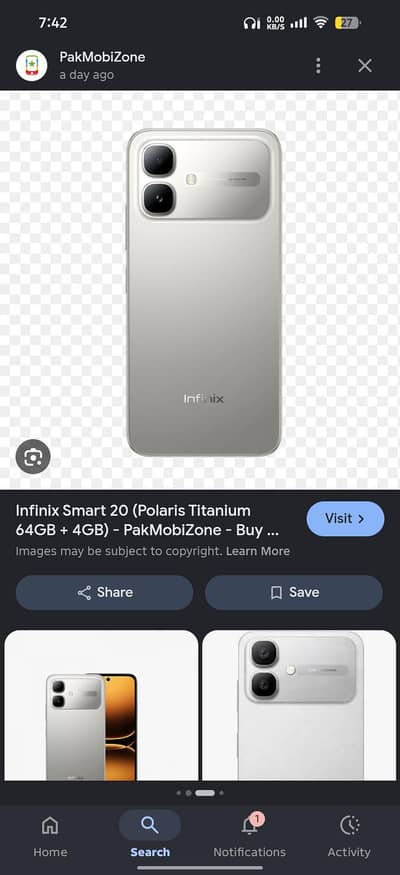 Infinix smart 20 only box open