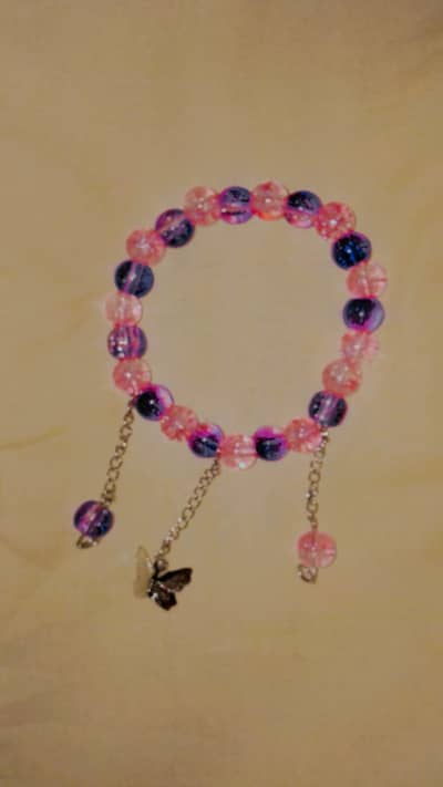 Gothic Crimson & Obsidian Butterfly Charm Bracelet