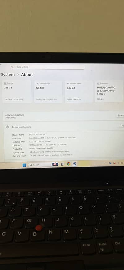 Lenovo thinkpad i5 8th gen