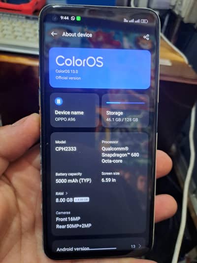 oppo a96 8+5 128 gb