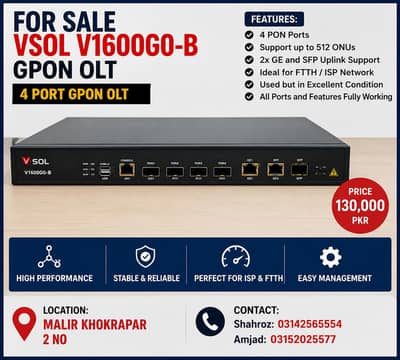 VSOL V1600G0-B GPON OLT 4 Port Used – Excellent Condition