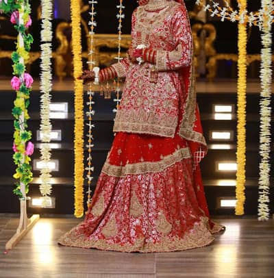 Dulhan farshi sharara hand embroidery kaatan pure kapray pe
