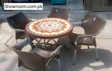 Plastic chairs and table set \ 4 chairs + 1 table \ plastic furniture