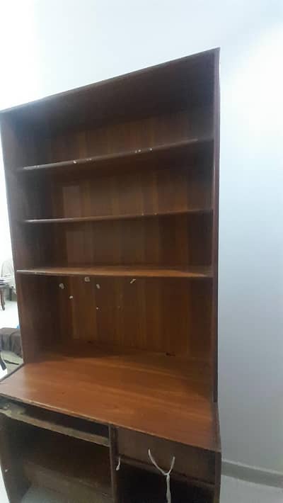 study table with attached shelves