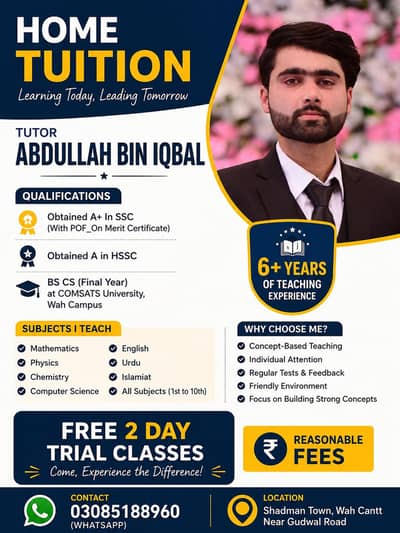 HOME  TUTOR AVALAIBLE