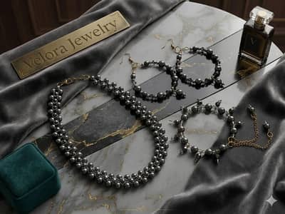 Premium 3-in-1 Pearl Jewelry Set – Neck Choker, Earrings & Bracelet