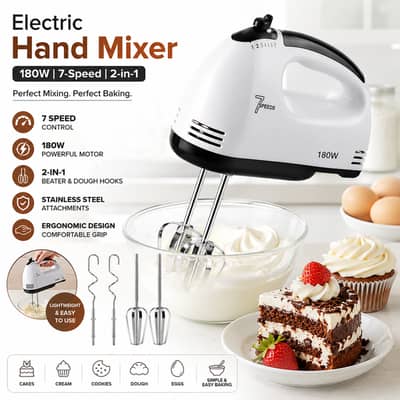 Electric Egg Beater 7 Speed Hand Mixer for Cake Baking