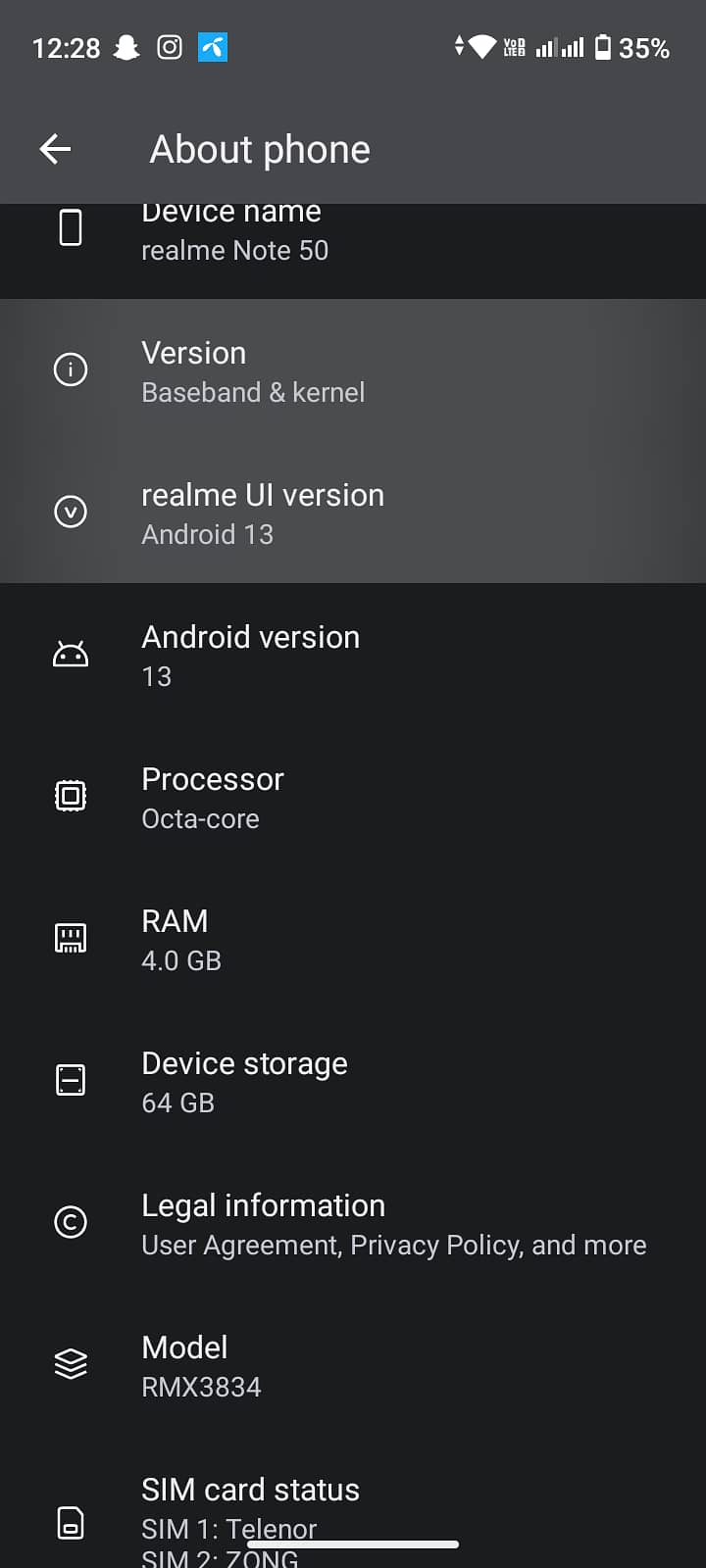 Realme Note 50 0