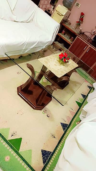 2 Large Size Pure Wooden Center Table with Glass Top – 5ft x 3ft