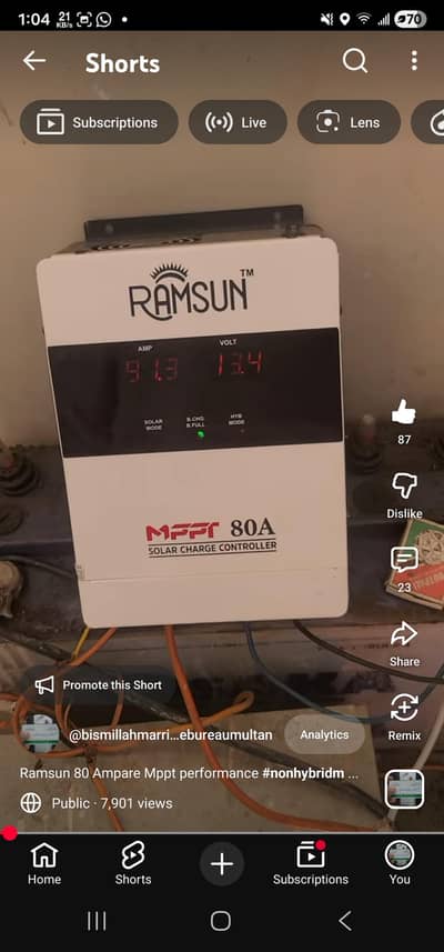 Ramsun  80 ampare MPPT 858 wali 3 se 4 platain sport krta ha