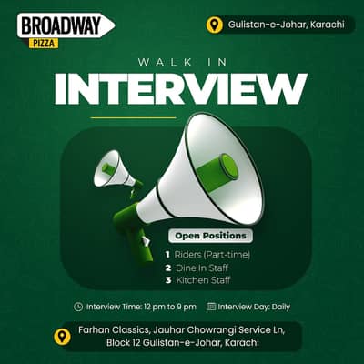 Walk In Interview in Gulistane Johar Branch  karachi