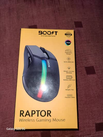 Boost Raptor RGB Gaming Mouse 10/10 open box condition