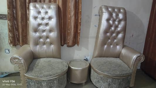 2 High Back Chairs + 1 Stool Set for Sale