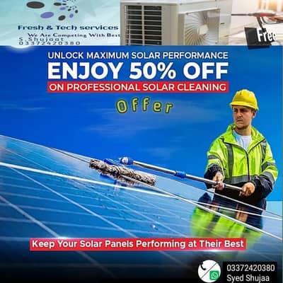 solar panel clean washing service