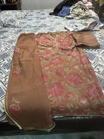 Original Bareeze Chiffon embroidered 3 piece suit