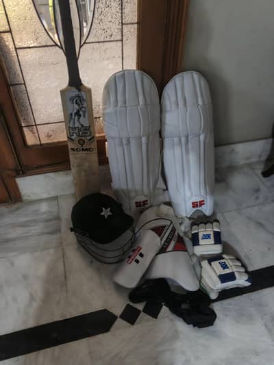 ss + graynicholes cricket kit with hs bat double knocking