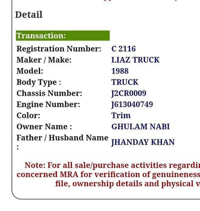 liaz truck documents for sale truck Ka document