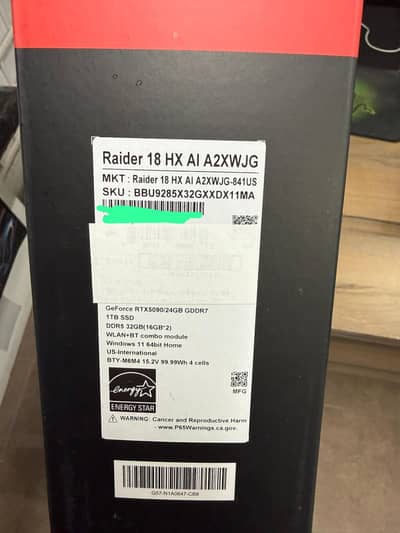 MSI RAIDER 18 HX AI A2XWJG Ultra 9 64GB 02TB RTX 5090 (24GB)