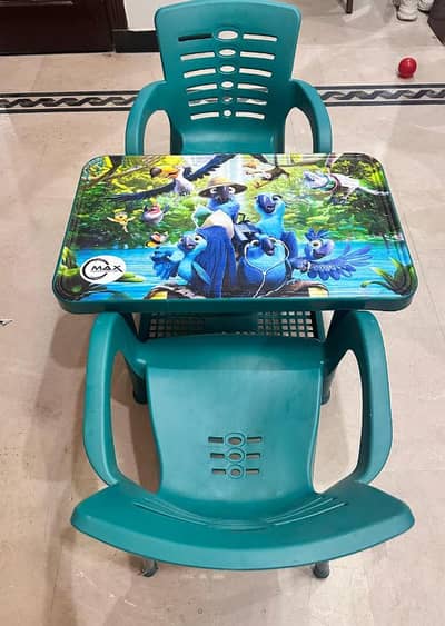 Kids Study Table & 2 Chairs Set – Strong Plastic – Excellent Condition