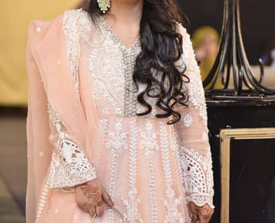 peach heavy Embroidery maxi