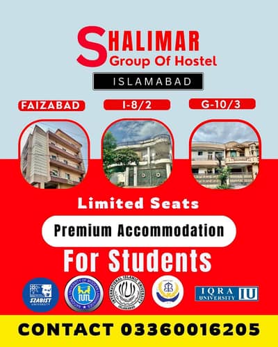 Shalimar Boys Hostel I-8/2 Branch just 5 minute walk from shifa inter hospital