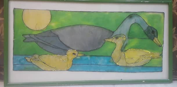"Golden hour on the water" - Original hand painted duck family