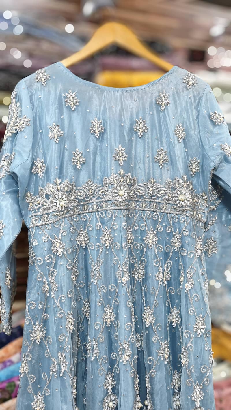 Stunning Ice Blue Heavily Embroidered Bridal Maxi Set. 2