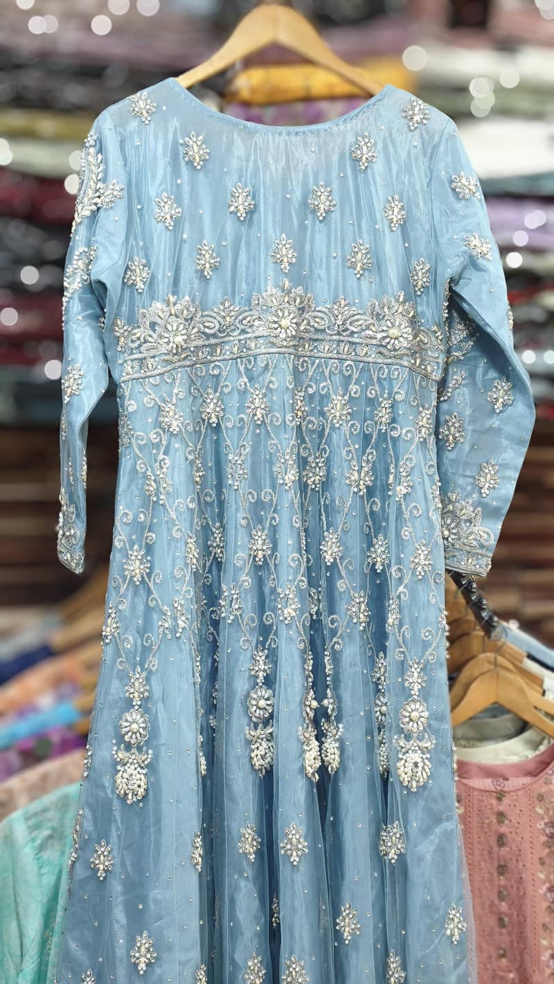 Stunning Ice Blue Heavily Embroidered Bridal Maxi Set. 3