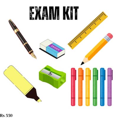 Students Exam Kit - Pens, Pencils, Ruler, Highlighter - COD Karachi