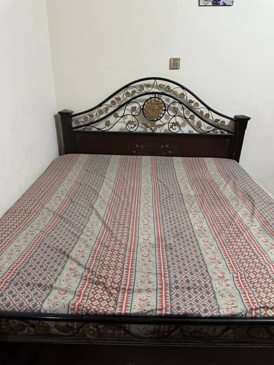 Iron Wooden Bed With dressing Table