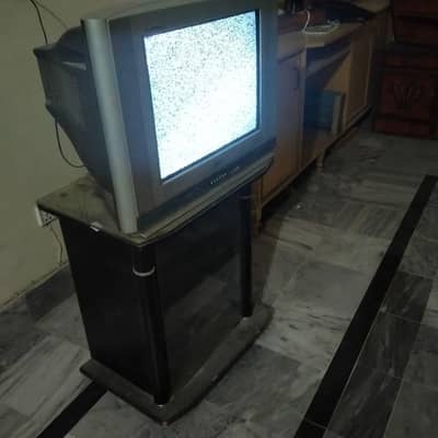 LG Flatron TV with TV trolley