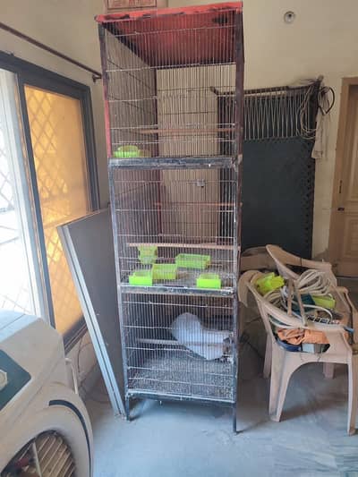 Love birds cage for sale size 3x2 feet 3 portion price 16000
