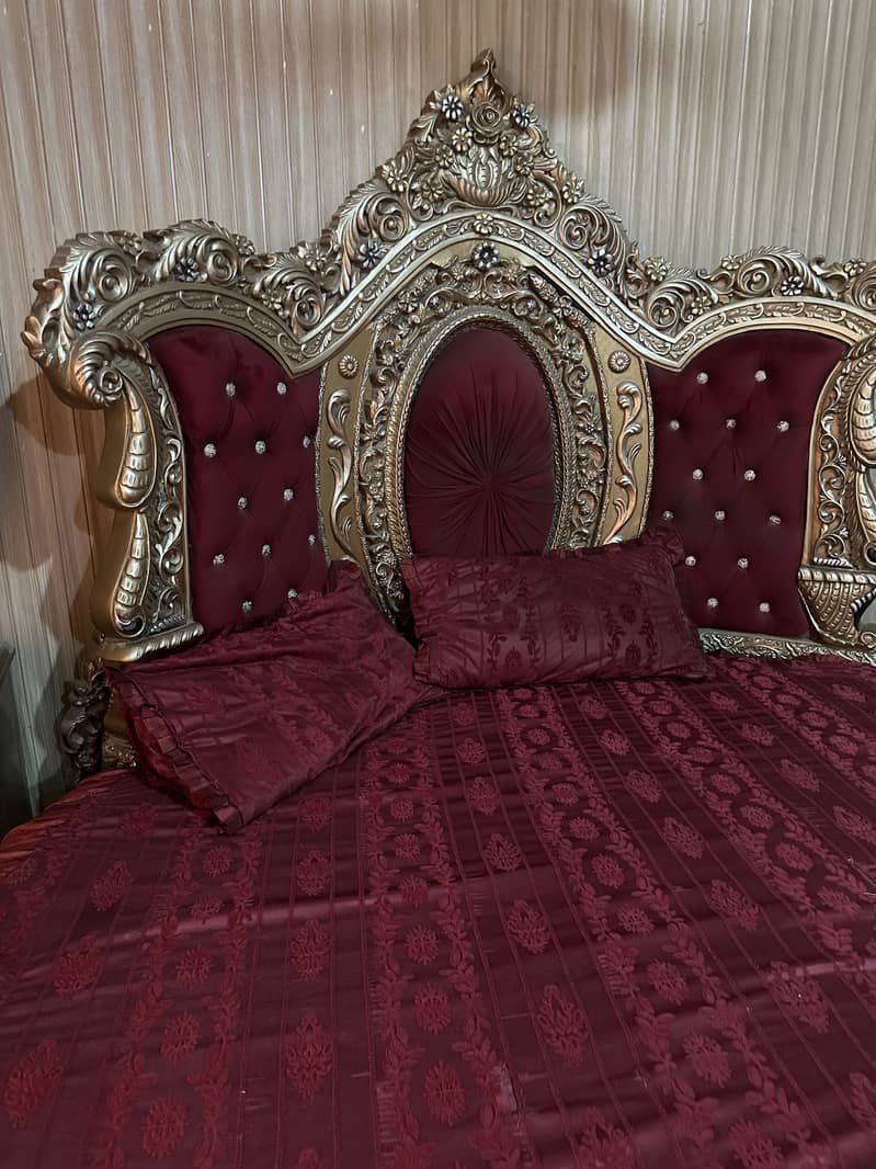Solid wood bed room set dressing side table bed 3